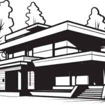 222076909 thick outline dwelling icon house sketch in logo design bold house emblem thick outlined sketch in